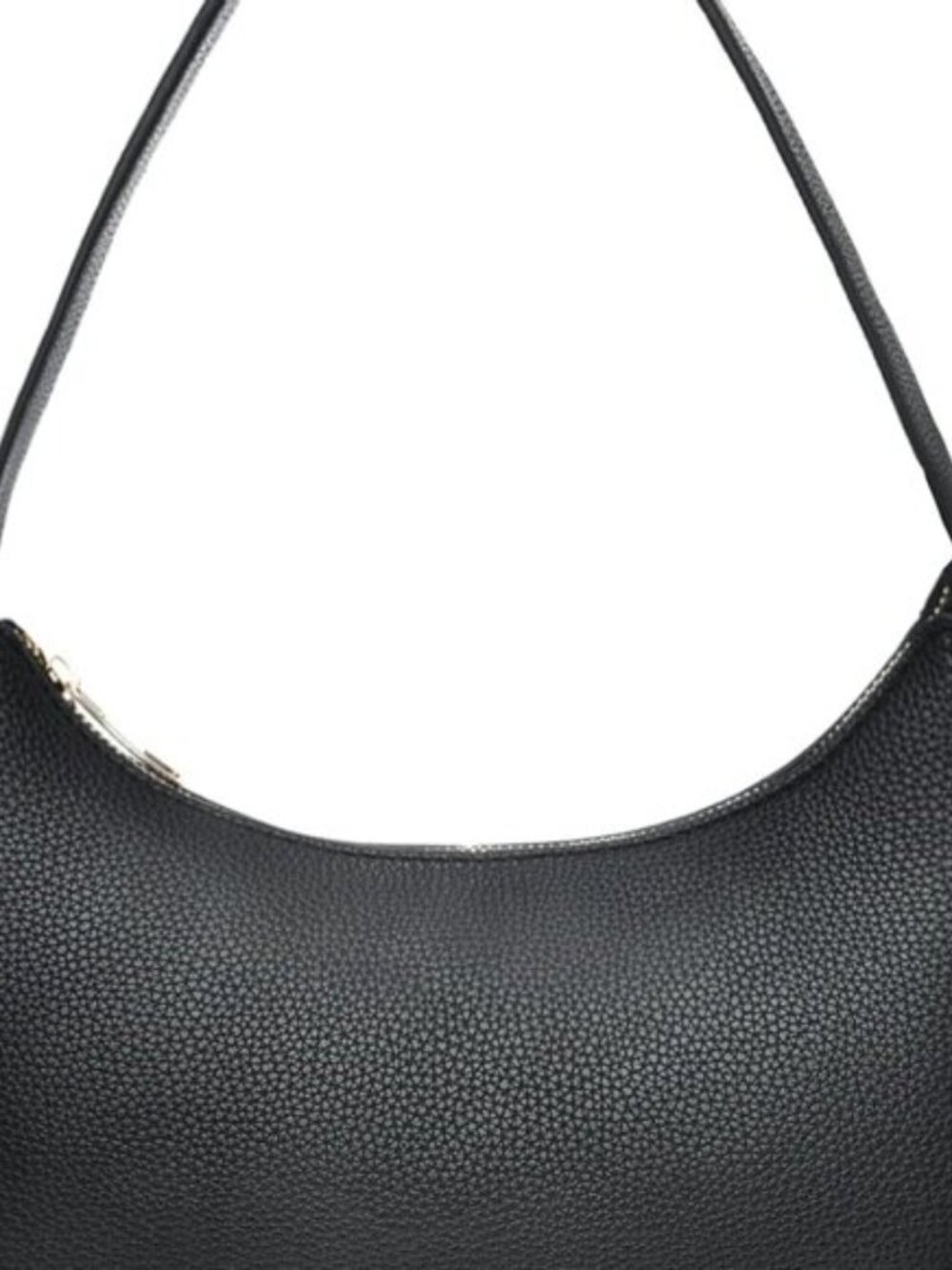 Black Leather Crescent Shoulder Bag Retro Half Moon Hobo Underarm Purse